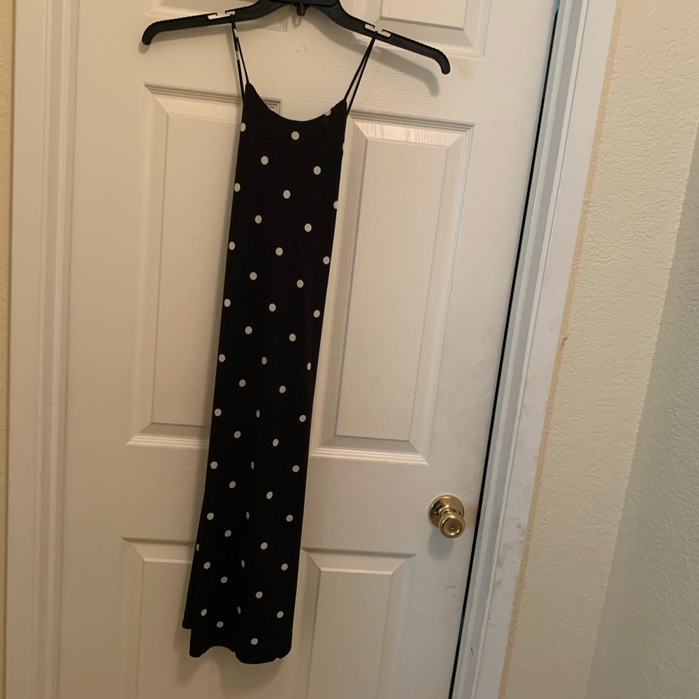 Cute spaghetti strap black poc a dot dress